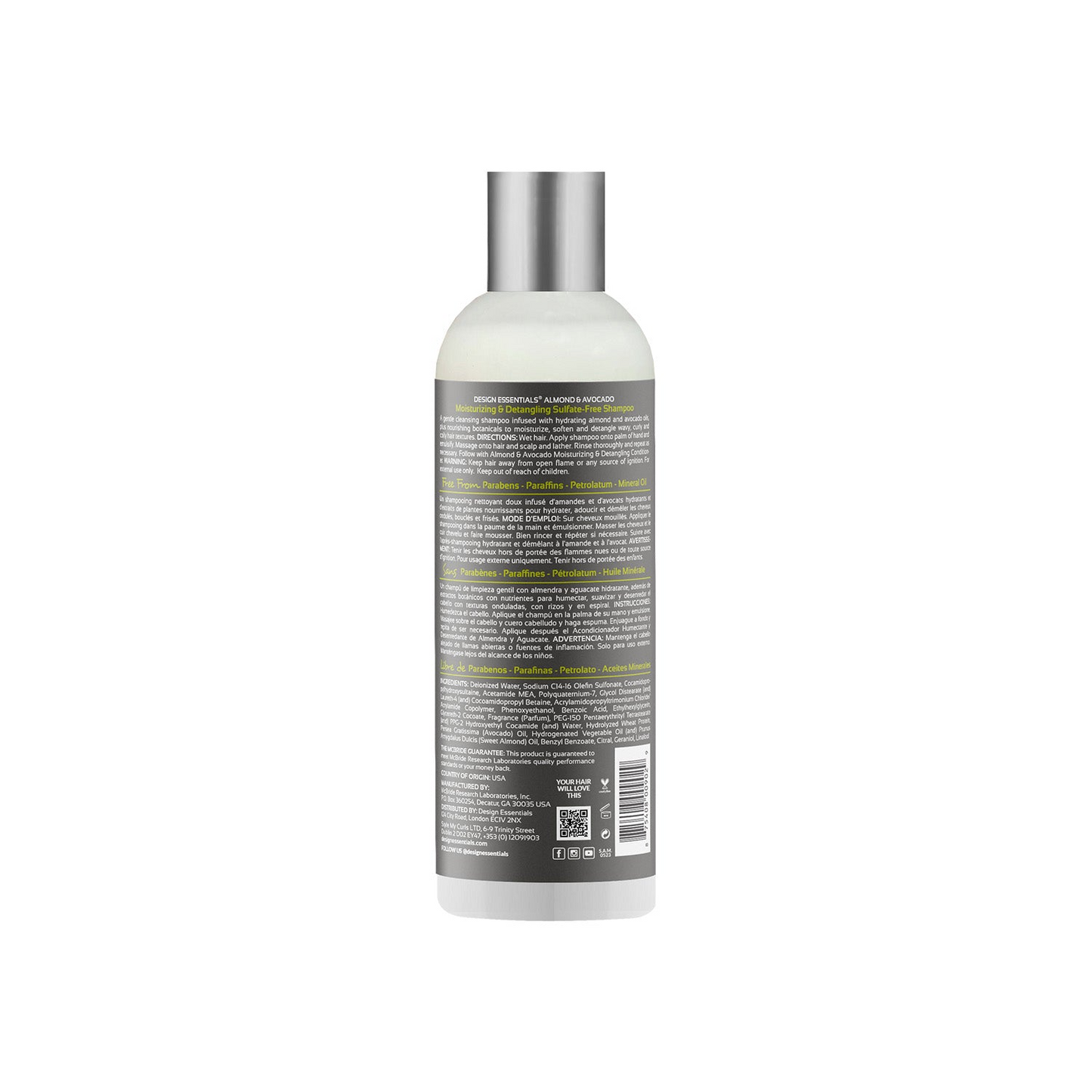 Design Essentials Natural Almond & Avocado Moisturizing & Detangling Sulfate-Free Shampoo 12oz | Hydrating Cleanse