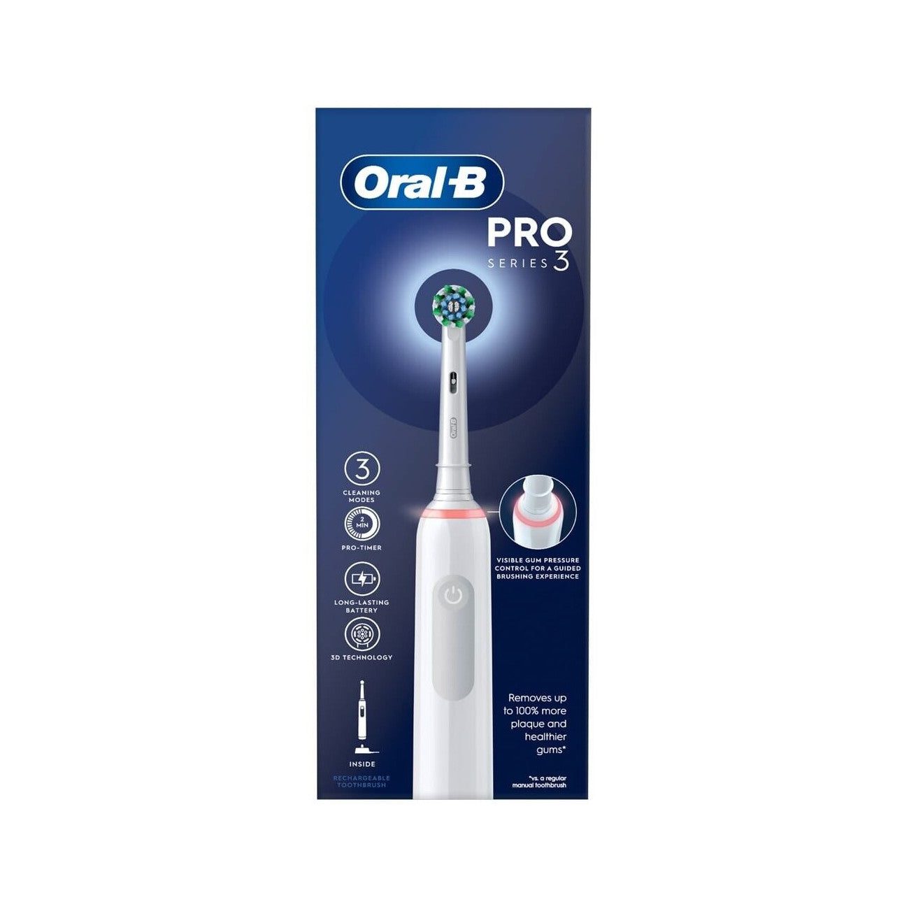 Oral-B Pro Series 3 Electric Toothbrush | Deep Clean & Visible Pressure Sensor White