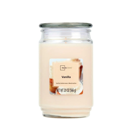 Mainstays Vanilla Scented Single-Wick Large Glass Jar Candle, 20 oZ
