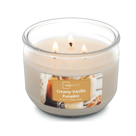 Mainstays Creamy Vanilla Pumpkin 3 Wick Candle, 11.5 oz