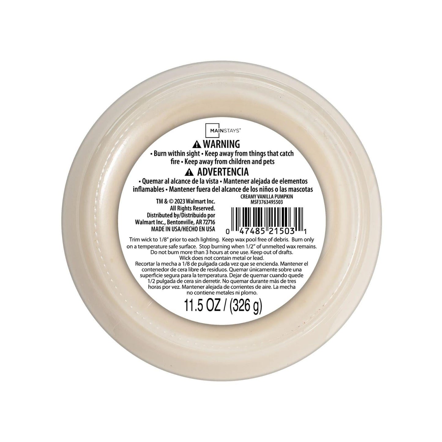 Mainstays Creamy Vanilla Pumpkin 3 Wick Candle, 11.5 oz