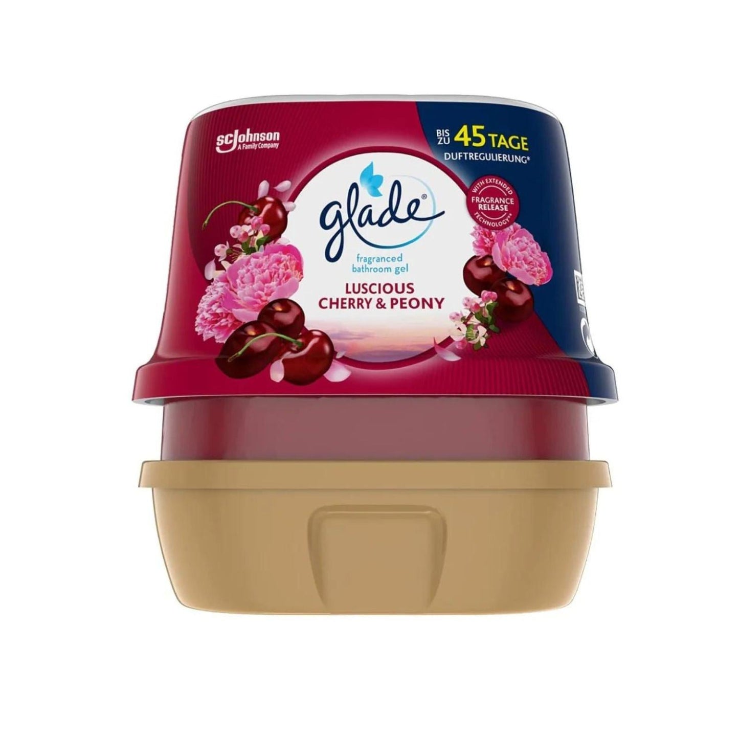Glade Fragranced Bathroom Gel, Bathroom Air Freshener Luscious Cherry & Peony, 180g