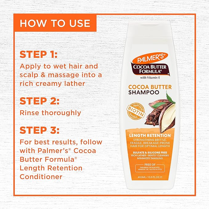 Palmer’s Cocoa Butter Shampoo Length Retention 400ml |Sulfate & Silicone Free