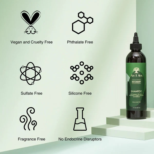 AS I AM Rosemary Shampoo 237ml | Strengthens, Moisturizes & Balances Scalp