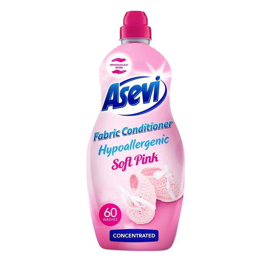 Asevi Soft Pink Hypoallergenic,Concentrated Fabric Softener,60 Washes 1380ml