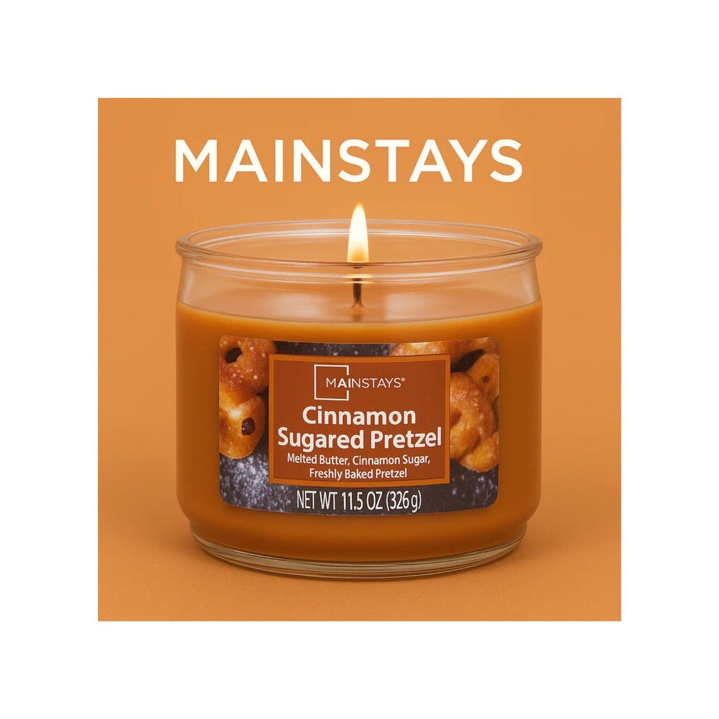 Mainstays Cinnamon Sugared Pretzel Scented Candle 11.5oz