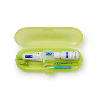 VITIS Orthodontic Travel Kit - Toothbrush, Mouthwash, Wax