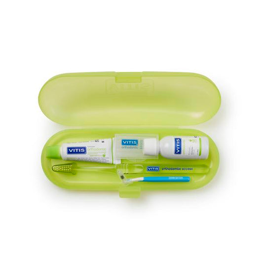 VITIS Orthodontic Travel Kit - Toothbrush, Mouthwash, Wax